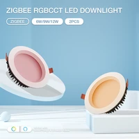 gledopto 2pcs zigbee dimmable led recessed downlight color changing compatible with smarthings tuya app alexa voice control
