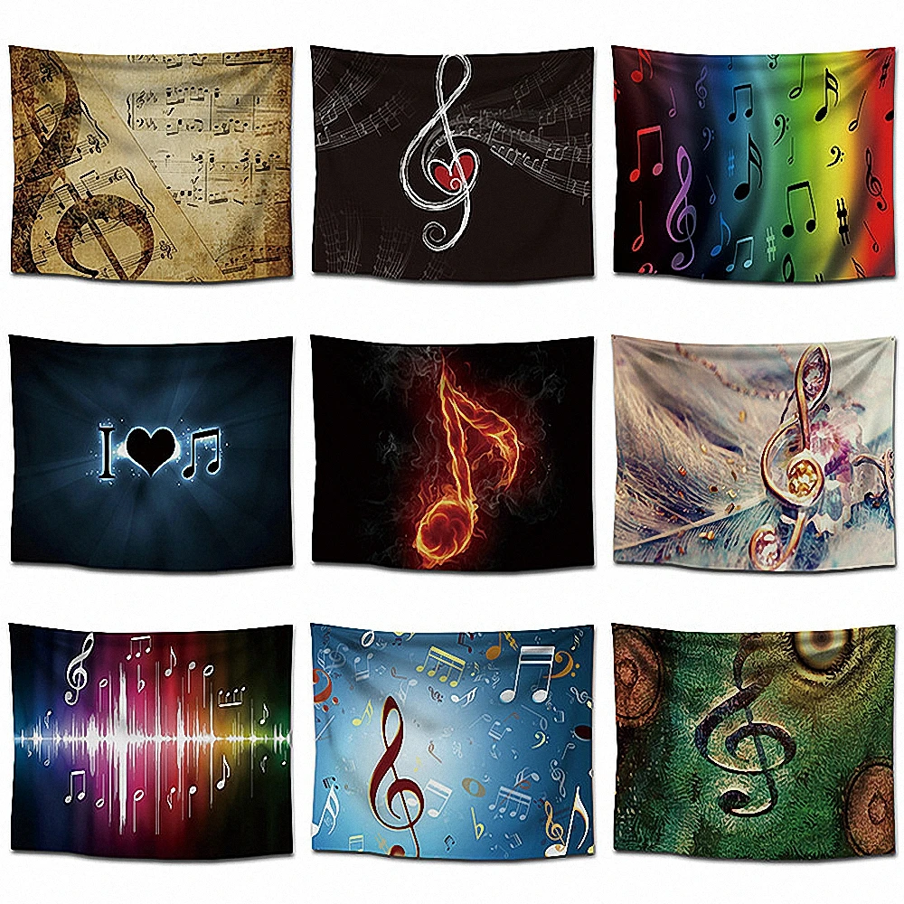 Большие музыкальные ноты хип-хоп рок ретро гобелен из полиэстера настенные