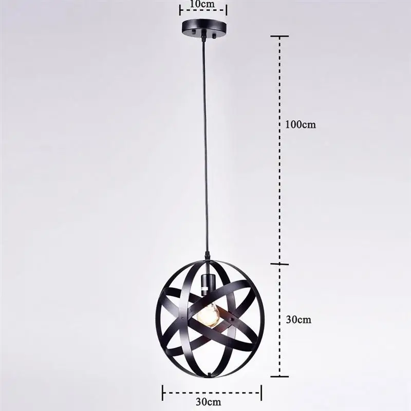 Iron Round Globe Hanging Lamp Retro Industrial Style Pendant Light For Bedroom Living Room Bar (20cm/30cm) | Лампы и освещение