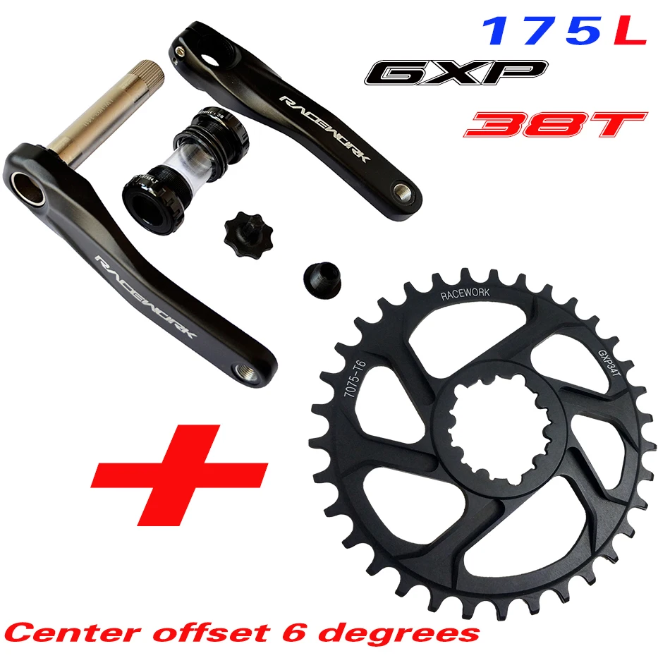 GXP38T 6degrees Fahrrad kurbel гоночный велосипед MTB GXP Kurbel алюминиевый легиер Mit Boden Kurbel 170 crank platte rot 32 T 34 T 36 T 38 T - Цвет: GXP38T 6degrees