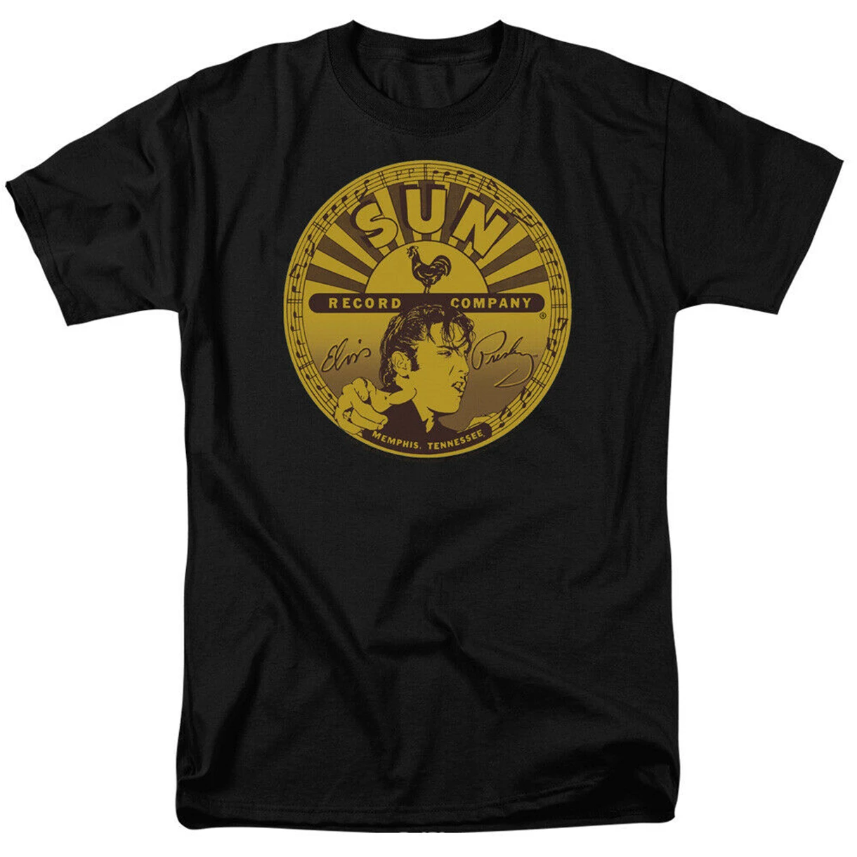 Футболка с надписью Sun Records Elvis Full Label Лицензированная классическая черная