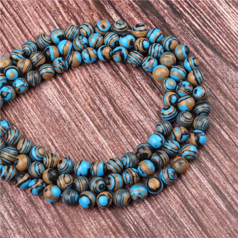 

Natural Blue Peacock Stone Beads Round Beads Loose Beads For Making Jewelry DIY Bracelet Necklace 4/6/8/10/12 / MM