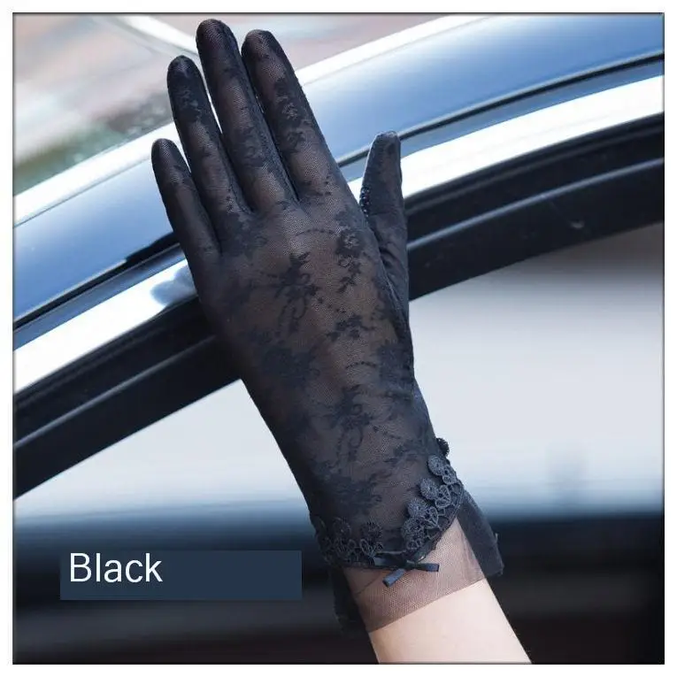 Женские кружевные ажурные перчатки солнцезащитные весна-лето женские