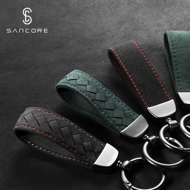 SanCore деловой стиль Алькантара автомобильный брелок для ключей ремешки 5 цветов