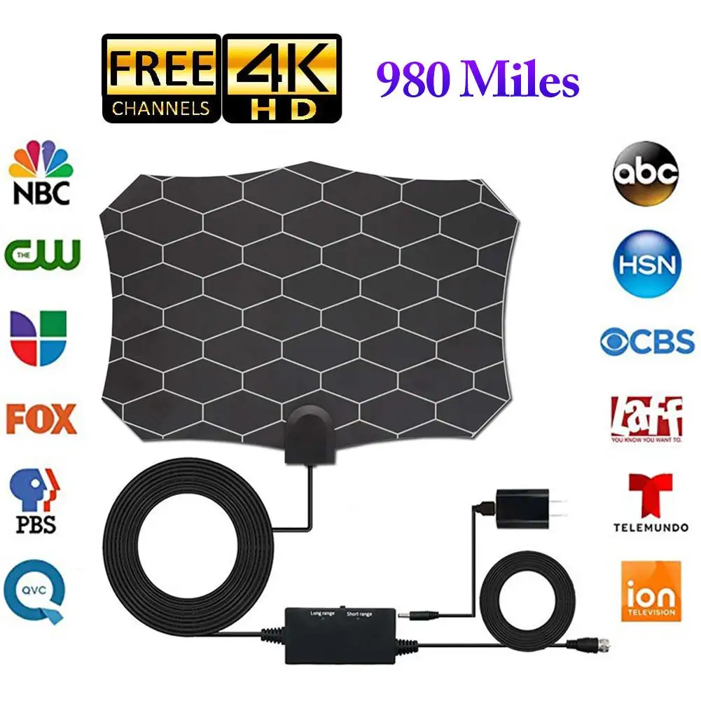 Новинка Высококачественная ТВ антенна на 980 миль цифровая HD для помещений 4K Life
