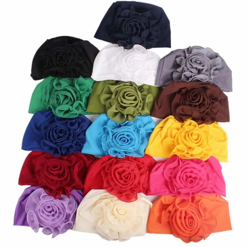 

Helisopus 2021 Women New Large Flower Stretch Head Scarf Hat Ladies Elegant Fashion Hair Accessories Chemo Hat Turban Bandanas