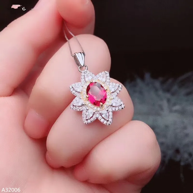 

Jewelry 925 sterling silver natural magnesium aluminum garnet net body female pendant necklace big gem beautiful support detecti