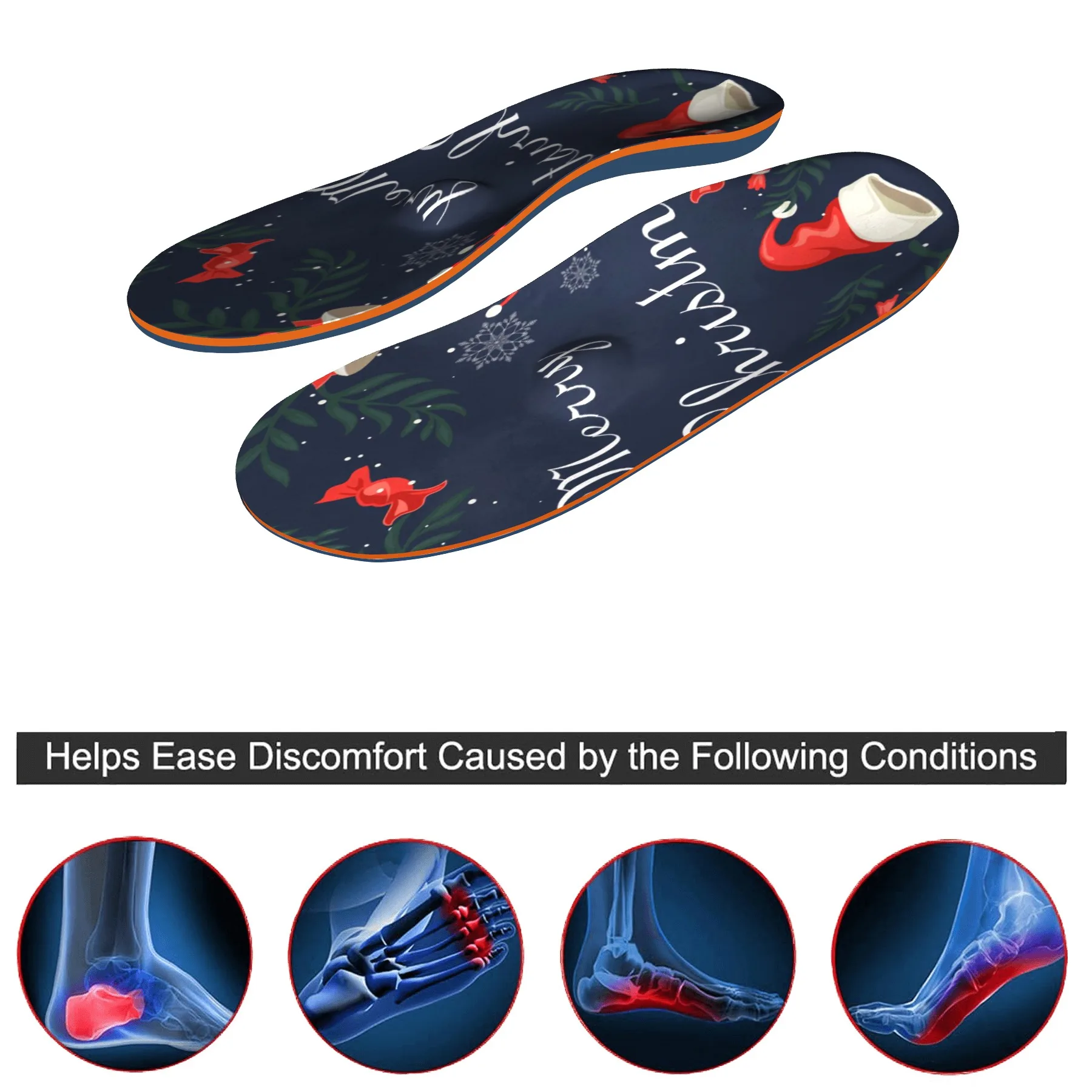 Christmas flat feet comfortable non-slip orthopedic plantar fasciitis arch support orthopedic insoles for men and women