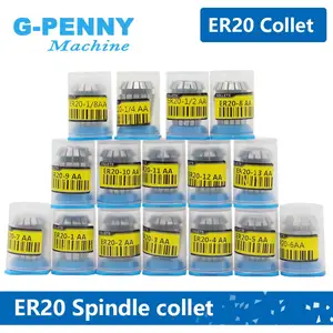 Набор цанг ER20, 16 шт., от 1 мм до 13 мм, 6,35 мм, 12,7 мм, 3,175 мм