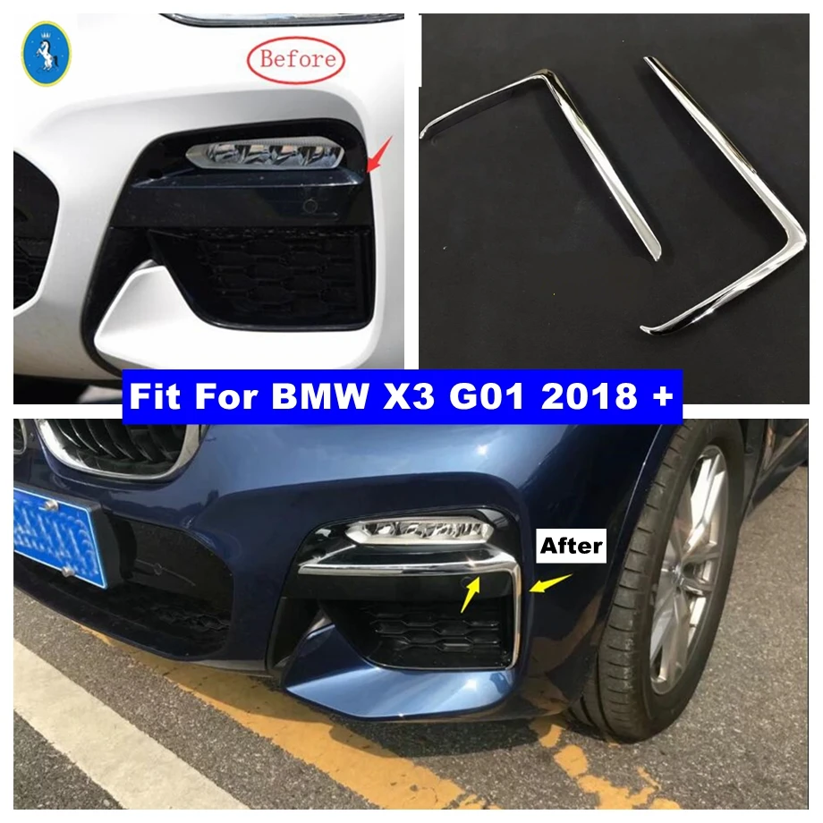 

Front Fog Lights Lamps Foglight Eyelid Eyebrow Decoration Strips Cover Trim Fit For BMW X3 G01 2018 2019 2020 Accessories Chrome