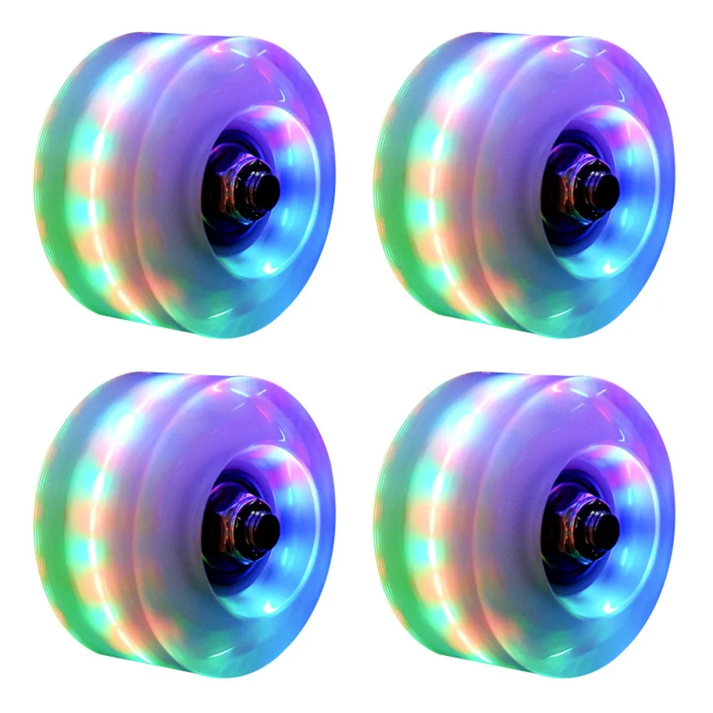

4pcs Roller Skating Wheels with Bearings Flashing LED Light Up Skateboard Wheels for Outdoor Asphalt Roads Parks