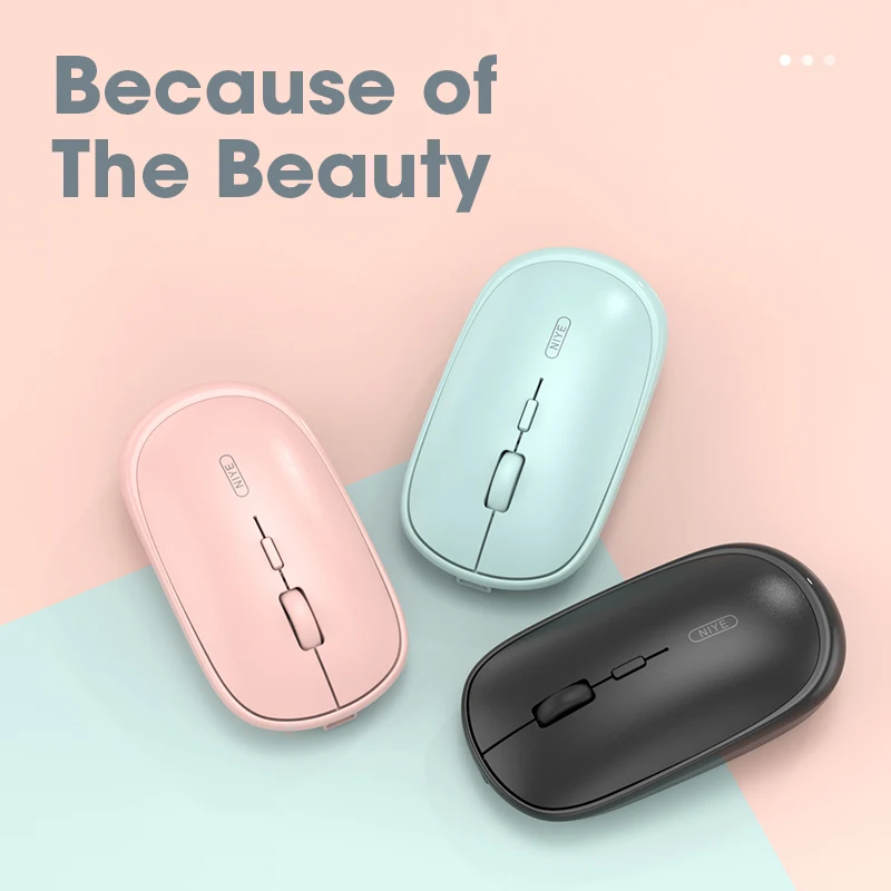 Беспроводная игровая мышь Pink Mouse бесшумная 2 4 ГГц перезаряжаемая для
