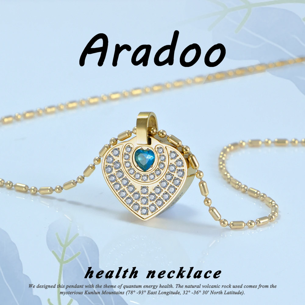 

ARADOO Energy Jewelry Health Necklace Volcanic Stone Necklace Holiday Gift Radiation Necklace Pendant Necklace Slimming Necklace