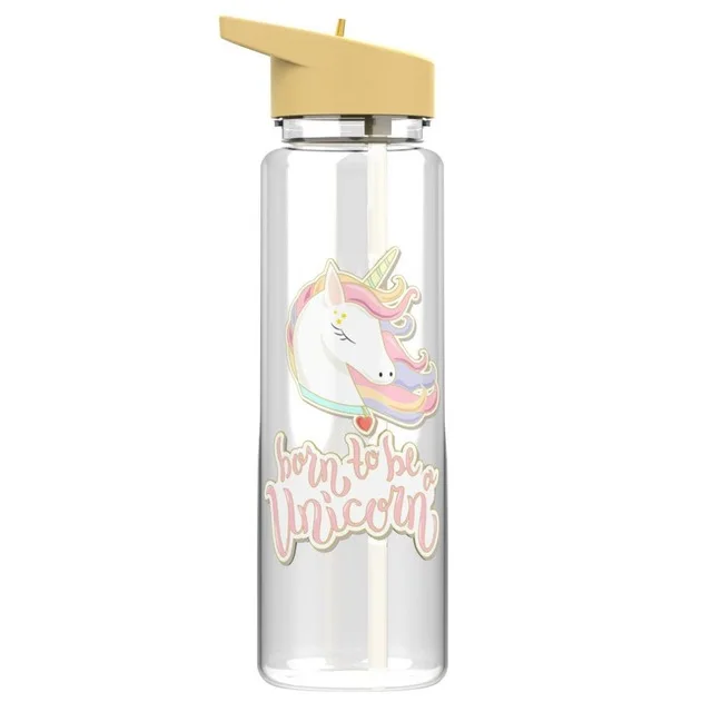 Unicorn-middle Bpa бесплатно 750 мл Тритан пластиковая Спортивная уличная бутылка для воды с объемной шкалой печати для кухни мой напиток сок ручка чайник - Цвет: Unicorn-middle