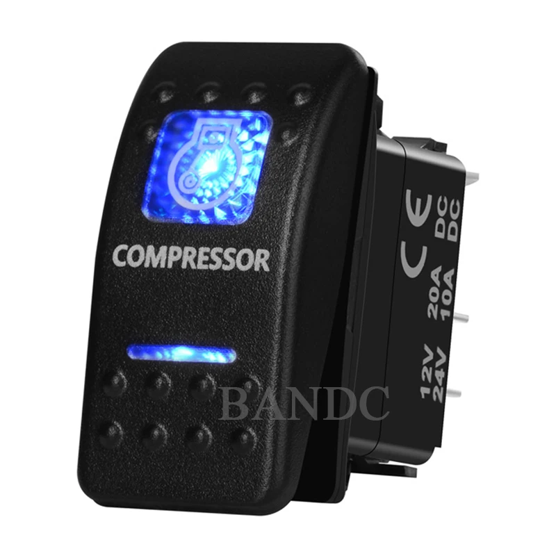 Компрессорный клавишный переключатель 5P SPST с синей подсветильник кой для