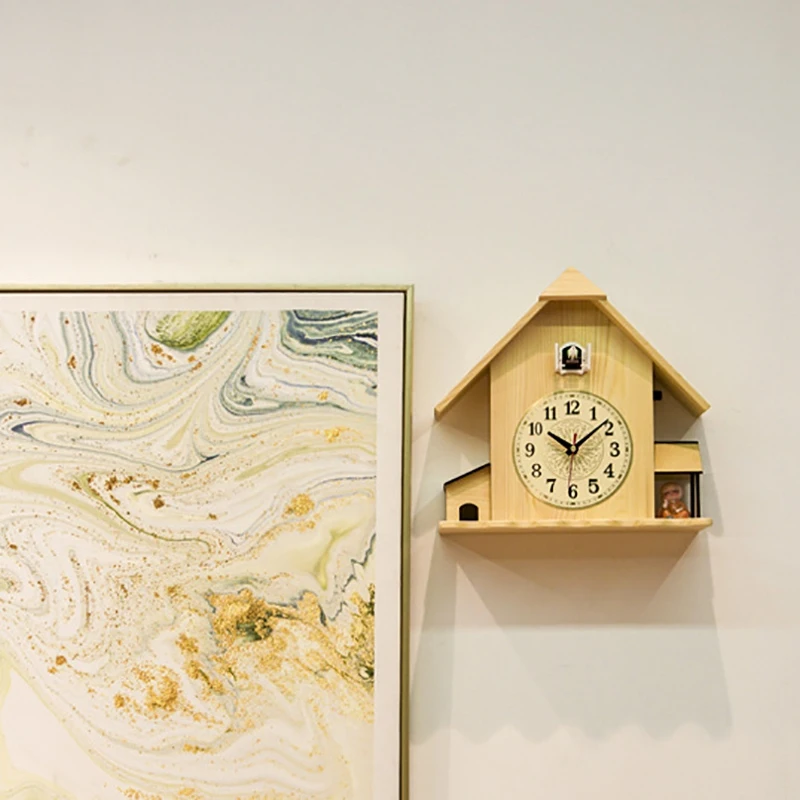 

Wooden Cuckoo Clock Pendulum Quartz Wall Clock Modern Bird Hanging Watch Decoration Alarm Clocks Home Living Room