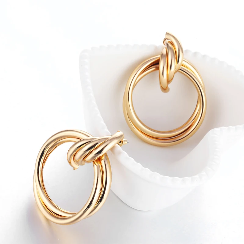 Лидер продаж классические простые серьги круглые Комбинированные Серьги из