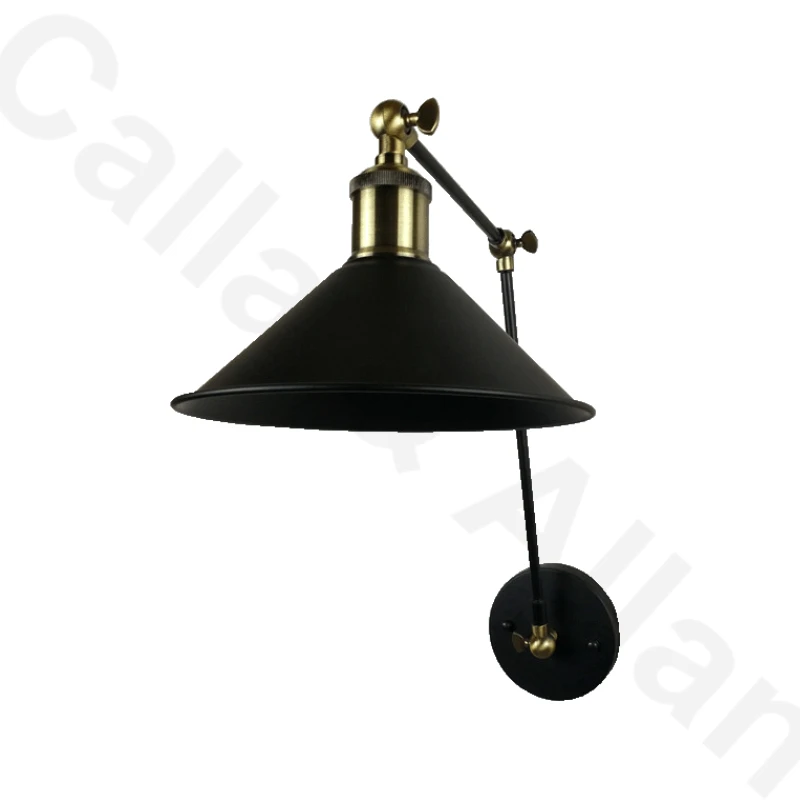 Бесплатная доставка Черный Железный Абажур настенный светильник с двойным