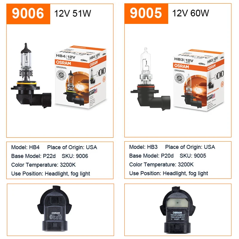 OSRAM 9005 светодиодные лампы 9006 фары HB3 HB4 галогенные Автомобильные для авто ближний
