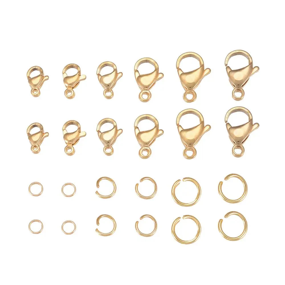 Застежки карабины Позолоченные из нержавеющей стали 180 шт. 9 15 мм фурнитура для