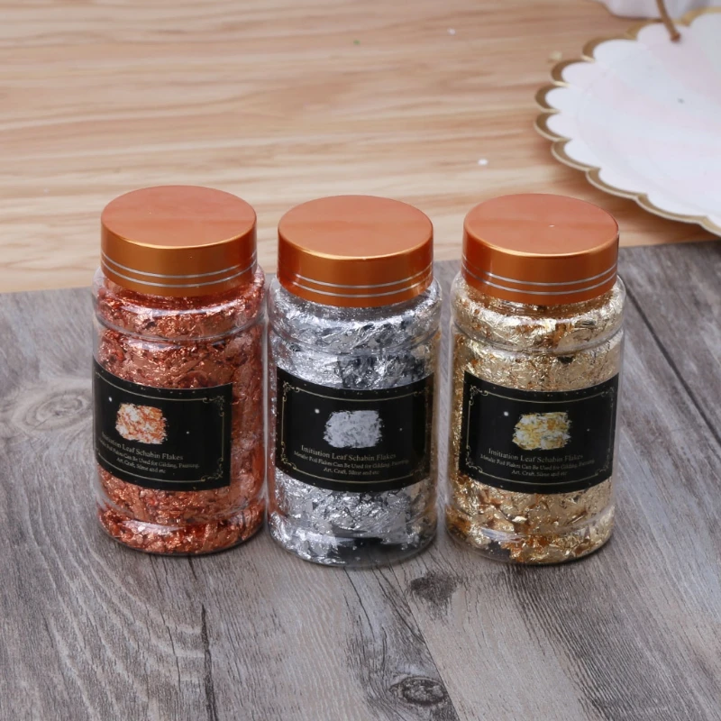 

13MC 3 Colors Gold Leaf Gilding Resin Flakes Metallic Foil Flakes Painting Resin Arts