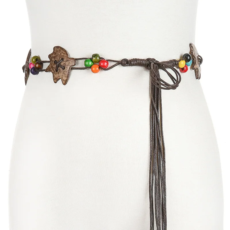 Стиль Бохо веревка винтажный вязаный дизайнерский пояс для женщин платье пальто