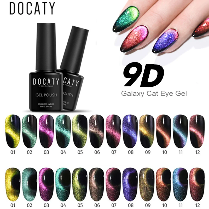 Гель лак Docaty кошачий глаз волшебный Хамелеон для маникюра блестящий цвет 9D Galaxy