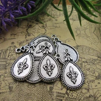 25pcs 3022mm water drop fleur de lis flower antique silver charms pendant findingsfor diy bracelets necklaces
