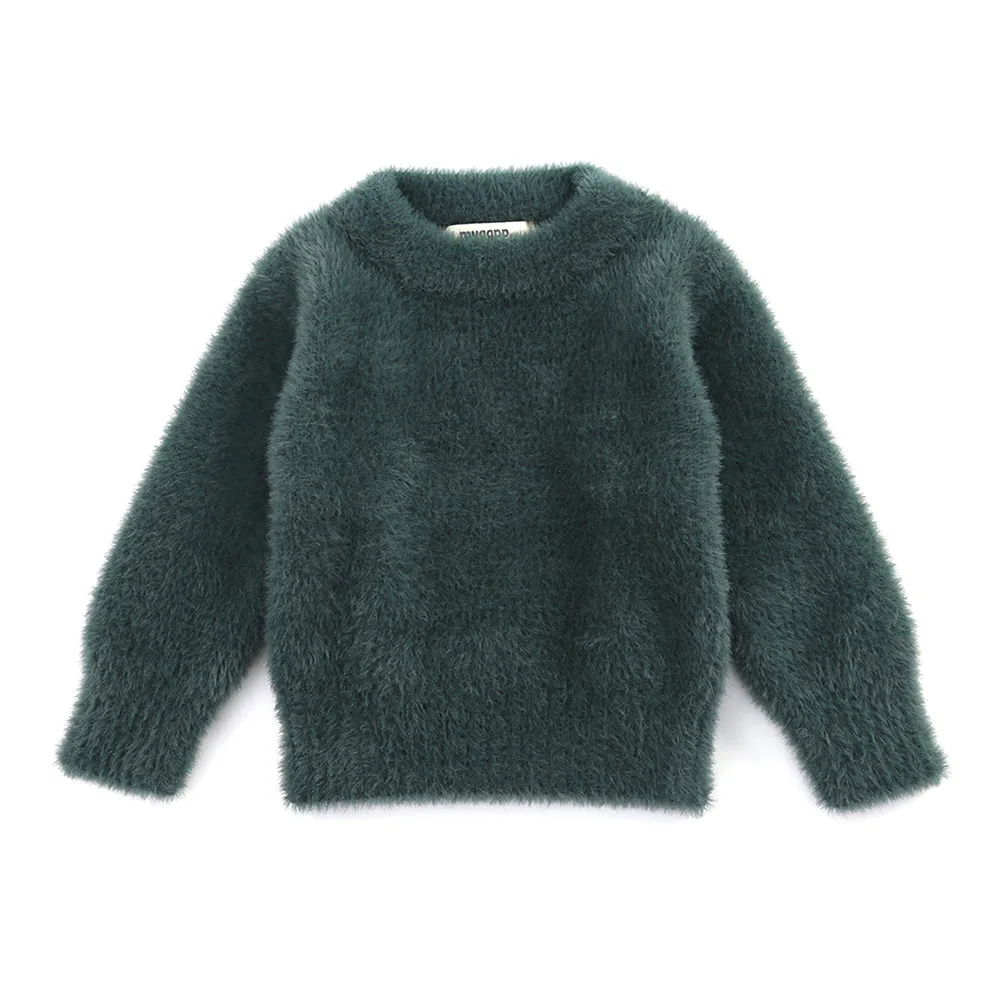 

2020 0-5Years Korea style Kids Baby Girl Knitted Sweater Imitation Mink Pullover Casual Solid Cotton Top Winter Fall Outwear