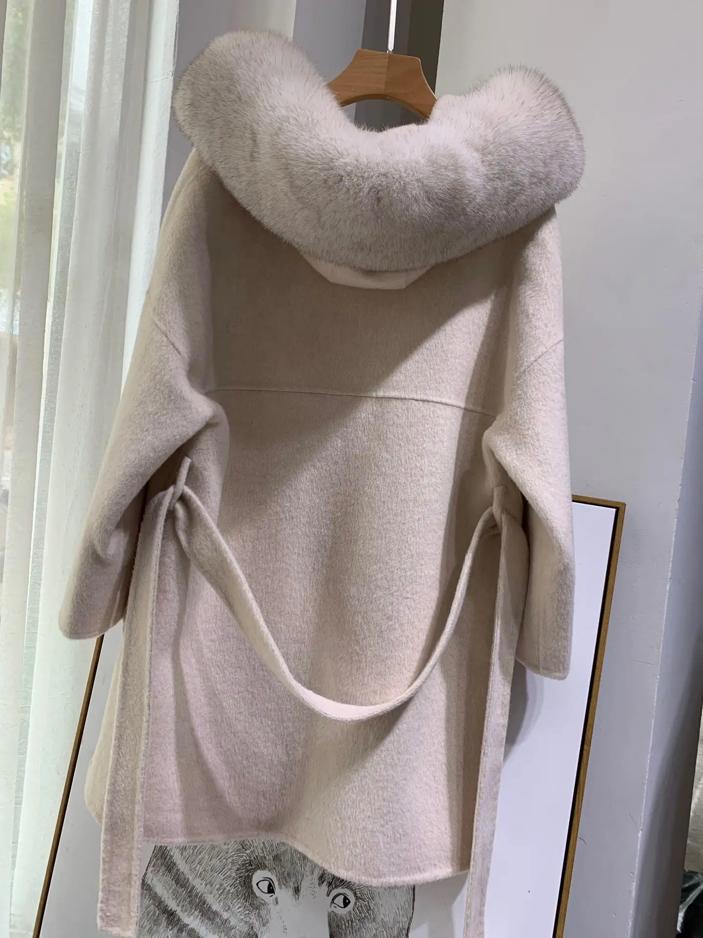 Корейское длинное кашемировое пальто с настоящим бренд Fox Fur Trim Hoodie теплое плотное пальто с большими карманами женская верхняя одежда зимнее пальто