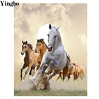 Полностью квадратная круглая дрель 5D DIY Алмазная Картина лошадь бег животное ферма Алмазная вышивка крестиком Набор diy Алмазная мозаика