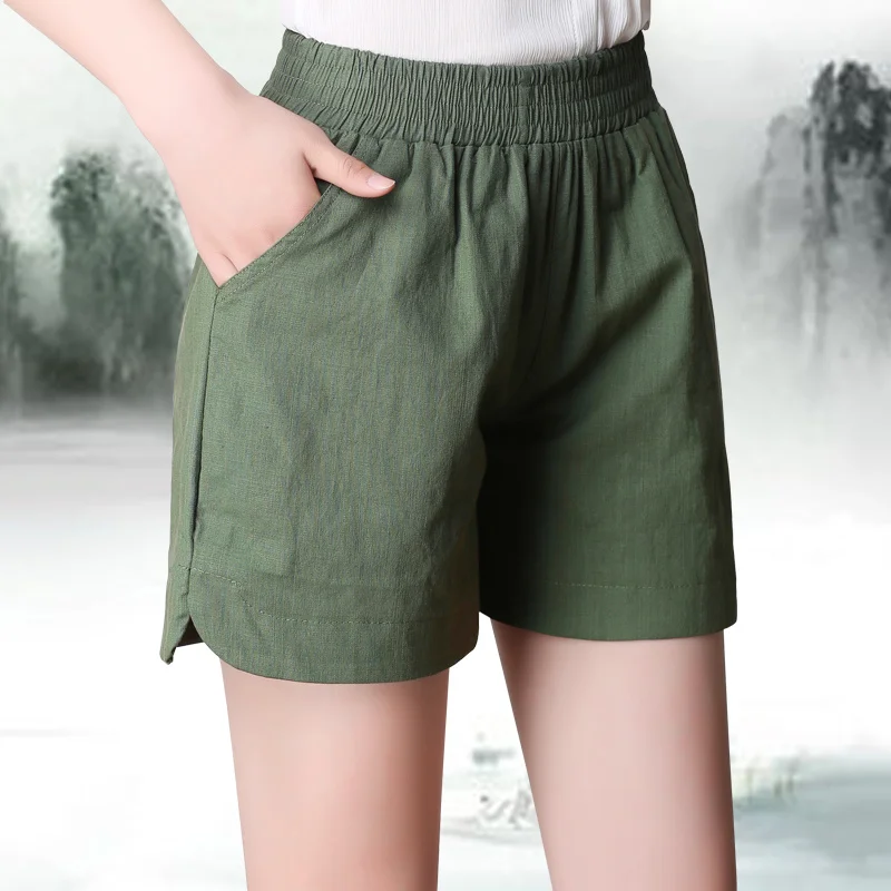

Summer 2021 casual chic 6-color cotton linen youth women shorts casual street high waist shorts summer shorts women