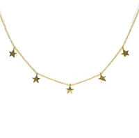 2017 christmas gift gold color 100 925 sterling silver metal thin delicate thin star charm statement nice necklace 925