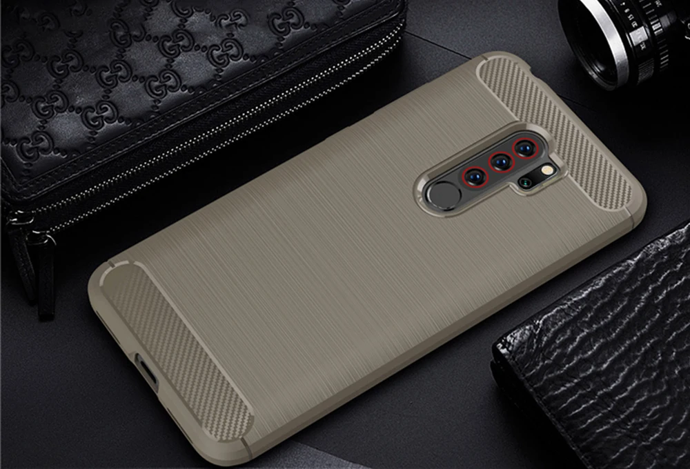 Для Xiaomi Redmi Note 8 Pro Чехол из углеродного волокна чехол 360 полная защита чехол для телефона Redmi Note 8 чехол противоударный бампер - Цвет: Серый