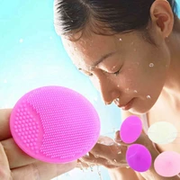 2pcs soft silicone facial care cleansing brush face washing exfoliating blackhead brush remover skin spa oval scrub pad tool