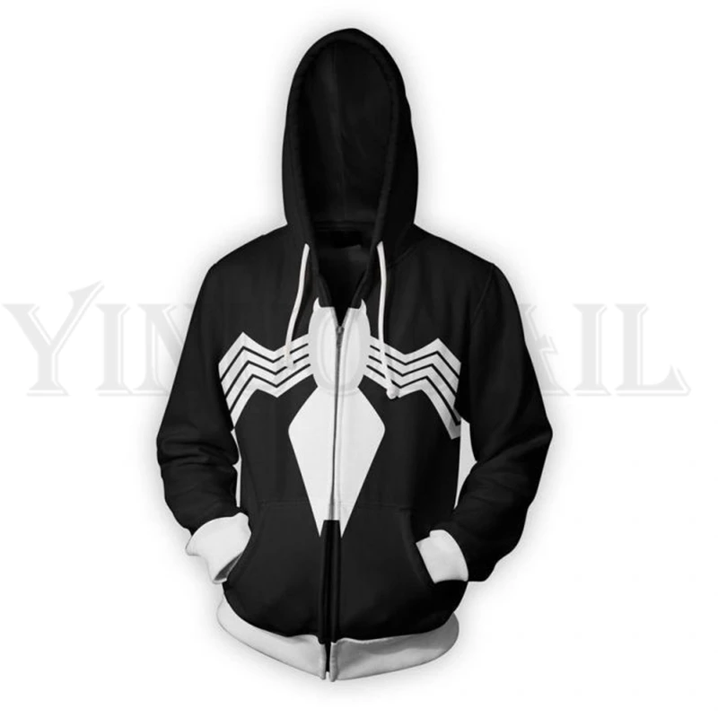 O Мужские и женские толстовки на молнии Venom Spiderman 3d принт с капюшоном куртка Mravel 4 фильм анти-свитшот с героем уличная одежда костюм - Цвет: O