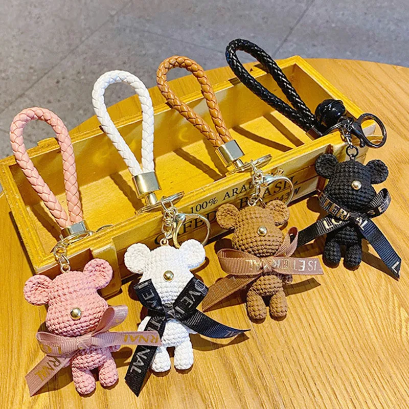 

Wool Prepared by Bells Bow Tie Bear Key Chain Women Cute Animal Keychain Lanyard Bag Charms Car Keyring Holder Jewelry