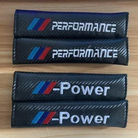 embroidery for m power performance emblem carbon fiber car seat belt cover shoulder pad for bmw e30 e46 e90 e60 e39 accessories