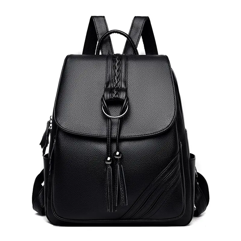 

Fashion Tassel Women Backpacks Female Shoulder Bag School Bags for Teenage Girls Designer Leather Women Travel Backpack
