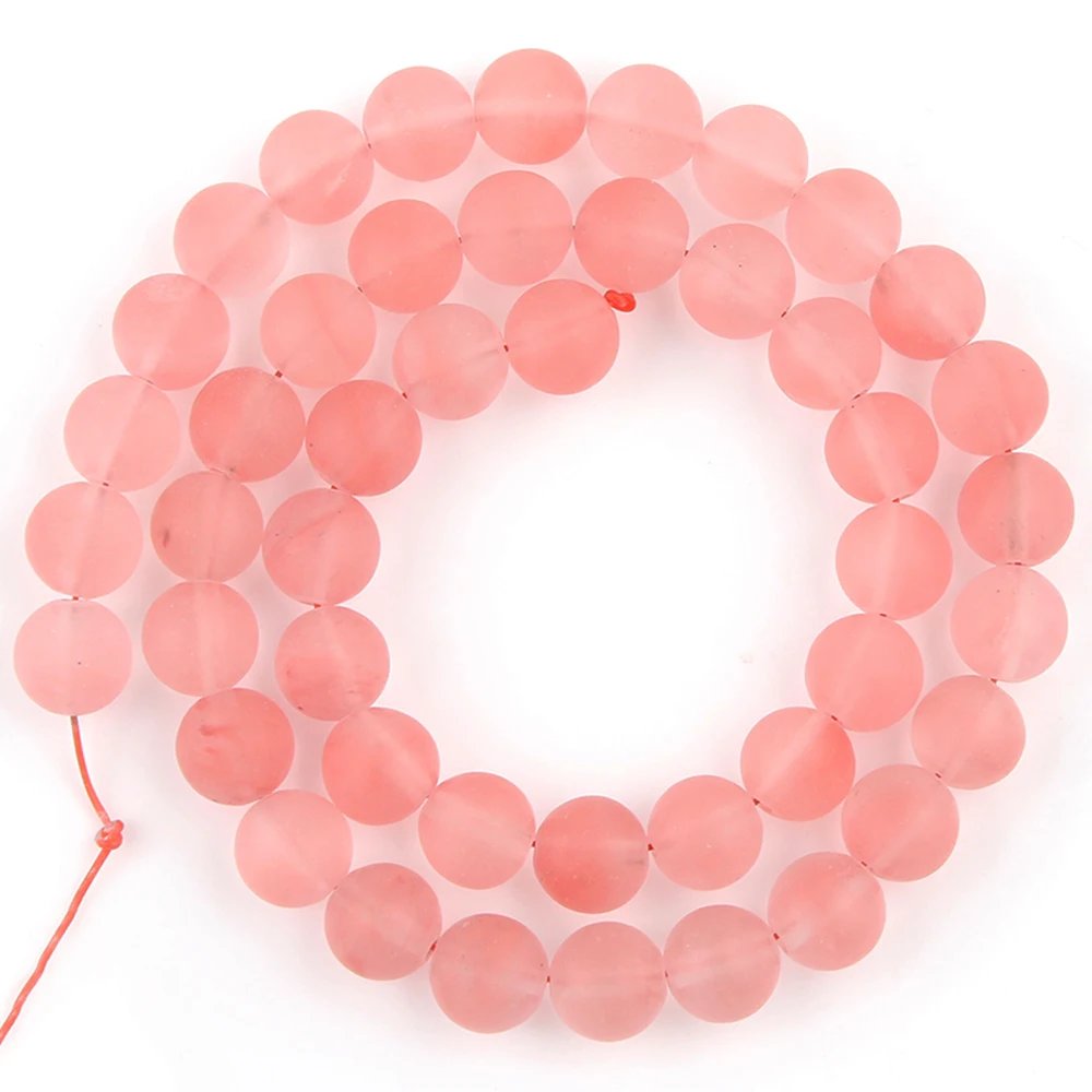 Матовые бусины из полированного Арбузного хрусталя круглые с отверстием