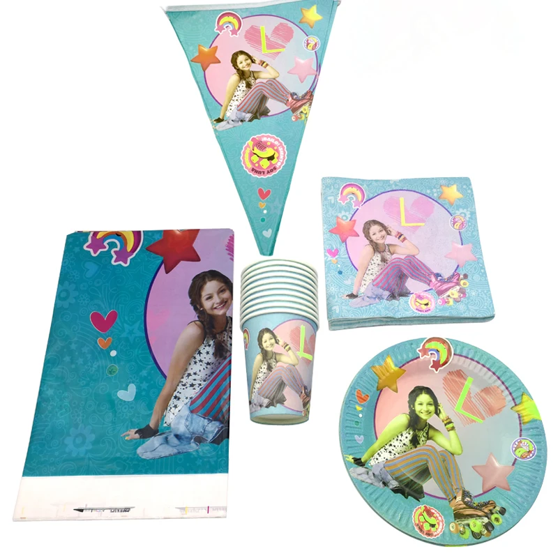 

102PCS Birthday Kids Favors Tableware Set Soy Luna Theme Plates Cups Dishes Flags Banner Baby Shower Party Tablecloth Napkins