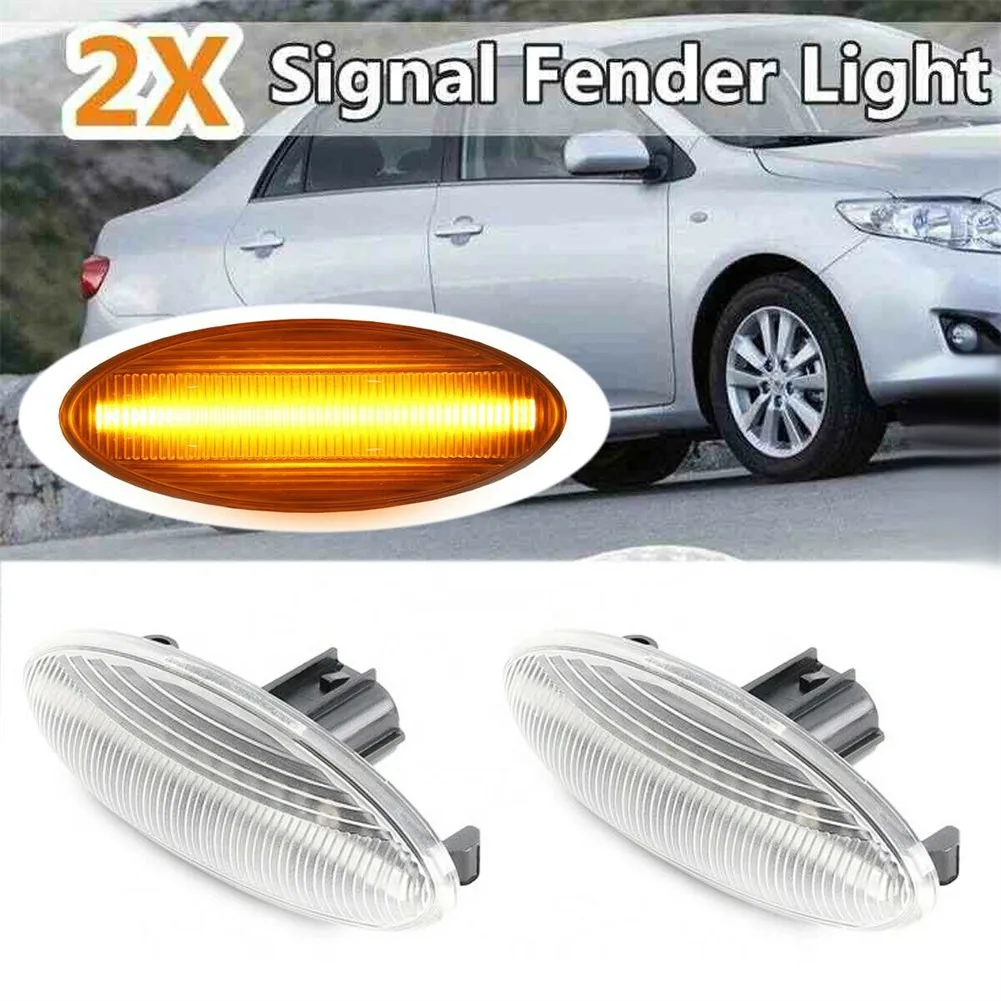 

12V DC Side Indicator Lights 2pcs 50000Hours Amber Clear Indicator Replacement Durable