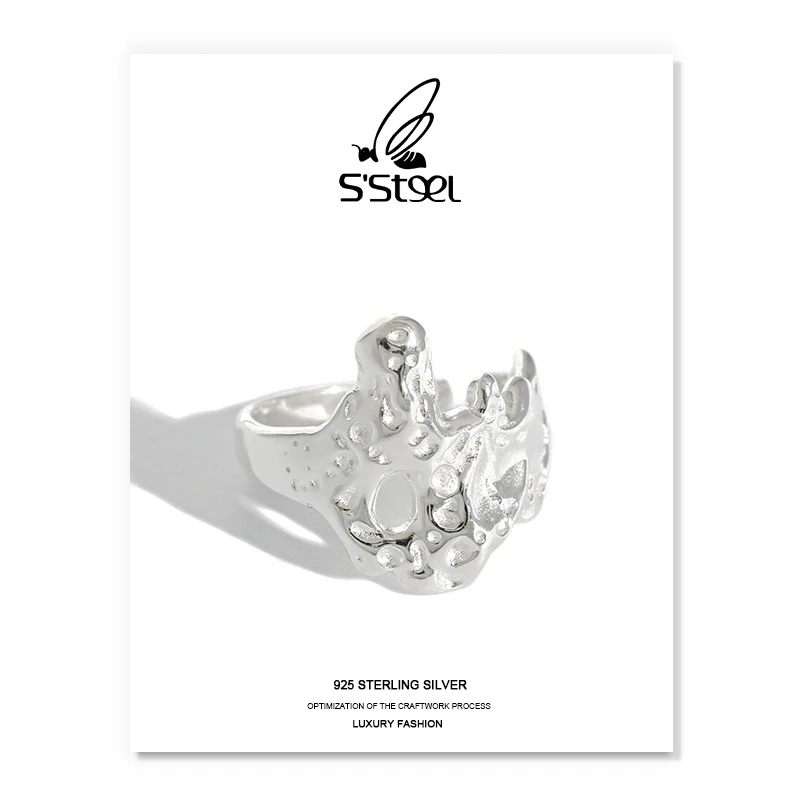 

S'STEEL Irregular Rings For Women 925 Sterling Silver Korean Designer Statement Ring Joyas De Plata 925 Mujer Fine Jewellery