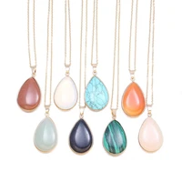 natural stone pendant necklace water drop shape pendant necklace for woman jewelry length 50 5cm size 25x20mm wholesale