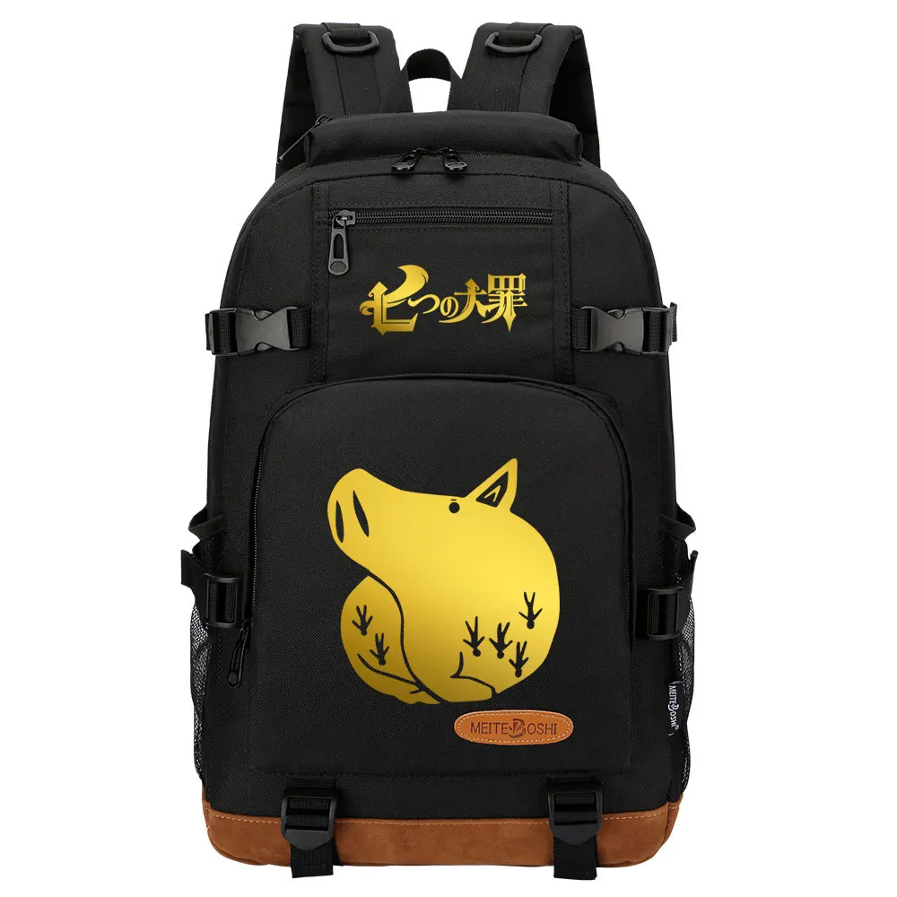

New Anime Gold The Seven Deadly Sins Boys Girls Kids School Book Bags Women Bagpack Teenagers Canvas Men Laptop Travel Backpack