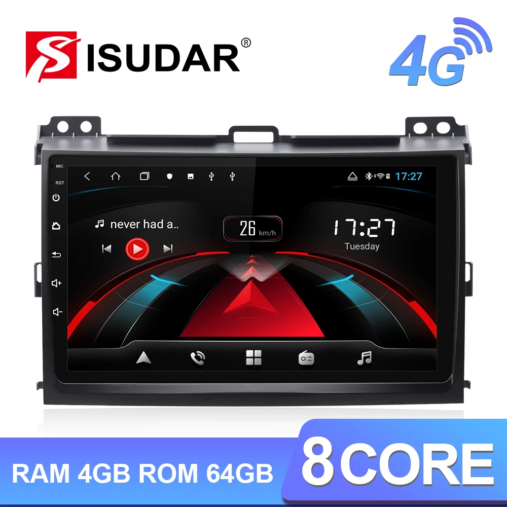Isudar H53 4G Android 1 Din Авто Радио для Toyota/Prado 120 2004 2009 Автомобильный мультимедийный gps 8