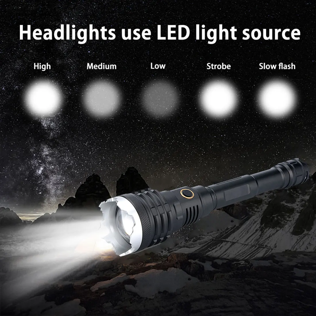 Online LED Poderosa Linterna Flash USB Recargable Caza Táctico Linterna 21700 Zoom Lámpara Destello De Luz LED Zoomable De Caza