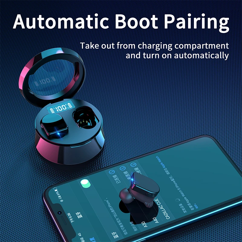 

Wireless Earphones TWS Bluetooth 5.0 Mini Earbuds Stereo Bass LED Power Display Noise Cancelling Sports Waterproof Earbud In Ear