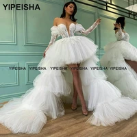 yipeisha high low detachable prom dresses sexy off shoulder tiered skirt pageant gown long sleeve princess party dress luxury