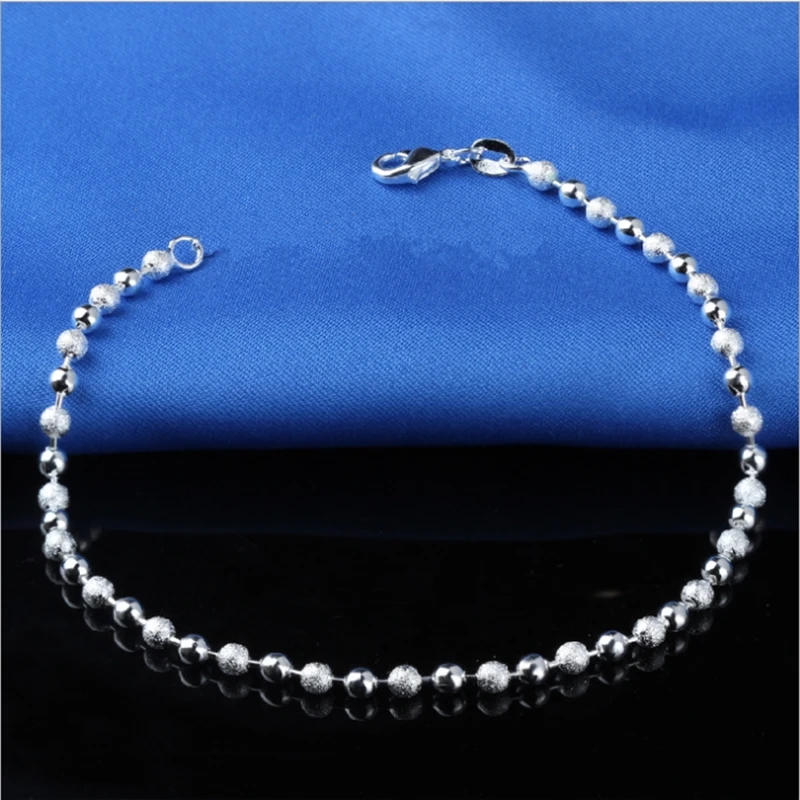 

New Classic Simple Small Round Ball Bead Anklets Foot Chain For 925 Sterling Silver Ladies Foot Anklet Bracelet Women Jewelry